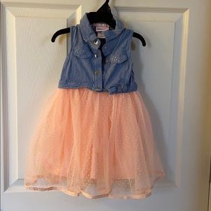 Denim and Peach Girls Dress